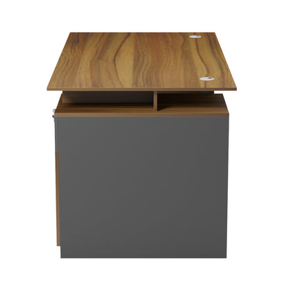 Office Desk With Right Side Cabinet Tactic Hm18388.03 Melamine In Walnut/grey 150x80x76hcm