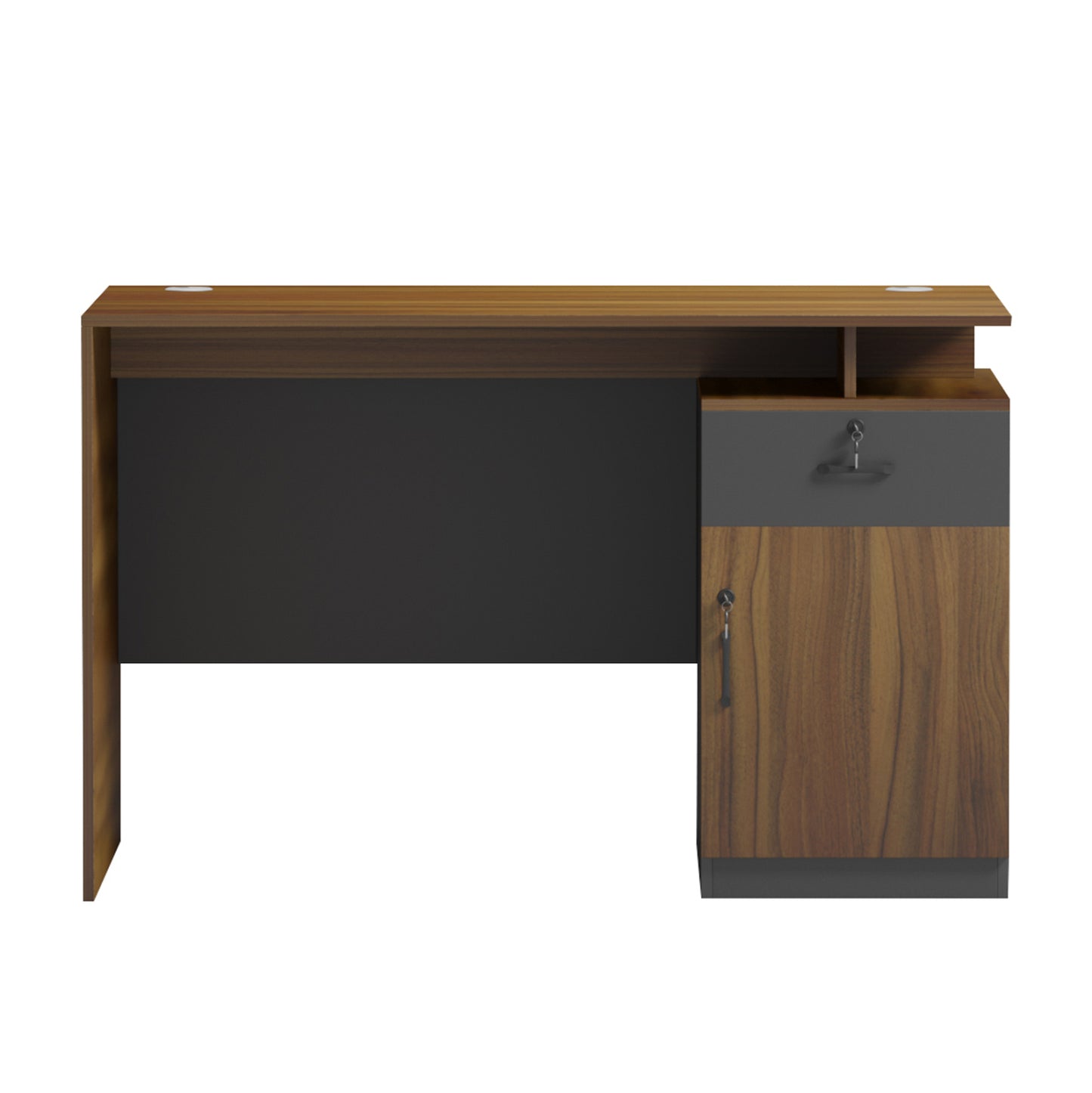 Office Desk With Right Side Cabinet Tactic Hm18389.03 Melamine In Walnut/grey 120x70x76hcm