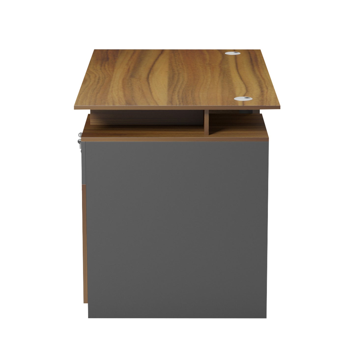 Office Desk With Right Side Cabinet Tactic Hm18389.03 Melamine In Walnut/grey 120x70x76hcm
