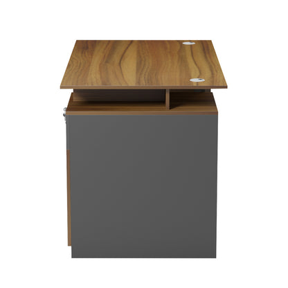 Office Desk With Right Side Cabinet Tactic Hm18389.03 Melamine In Walnut/grey 120x70x76hcm