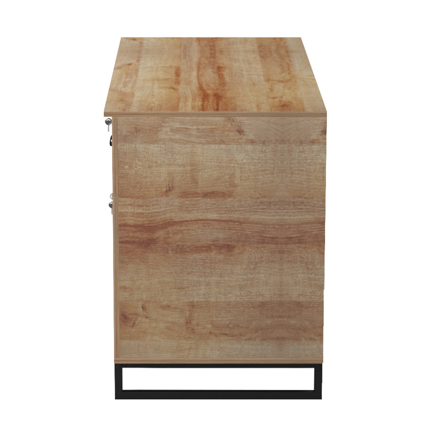 Office Desk With Drawer & Cabinet Accon Hm18383.01 Black Metal Legs--melamine In Oak 120x55x75hcm.