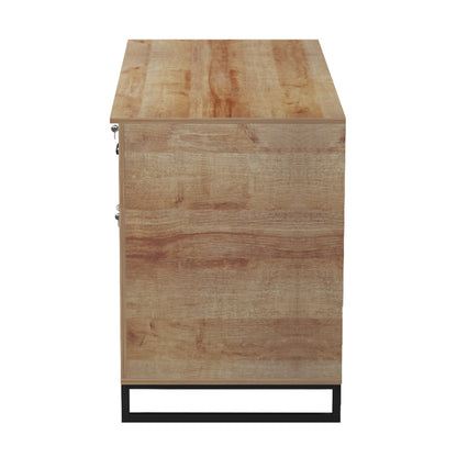 Office Desk With Drawer & Cabinet Accon Hm18383.01 Black Metal Legs--melamine In Oak 120x55x75hcm.