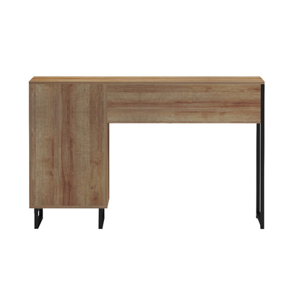 Office Desk With Drawer & Cabinet Accon Hm18383.01 Black Metal Legs--melamine In Oak 120x55x75hcm.