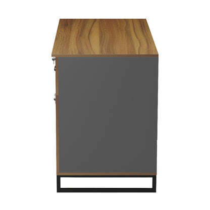 Office Desk With Drawer & Cabinet Accon Hm18383.03 Melamine In Walnut/grey 120x55x75hcm.