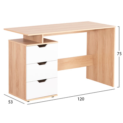 Desk With Drawers Colt Hm18291 Melamine In Sonama-white 120x53x75hcm.