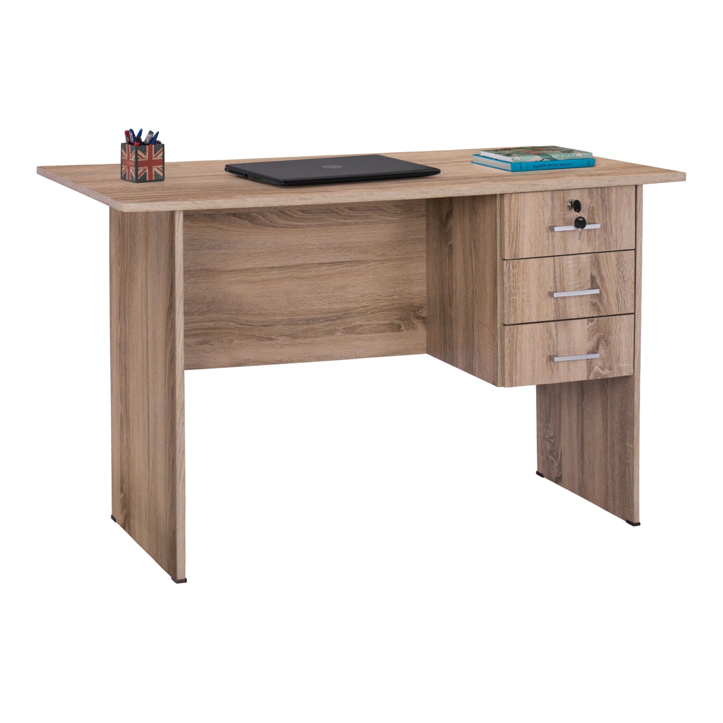 Office Melamine With 3 Drawers Hm2268.02 Grey Color 120x60x75 Cm