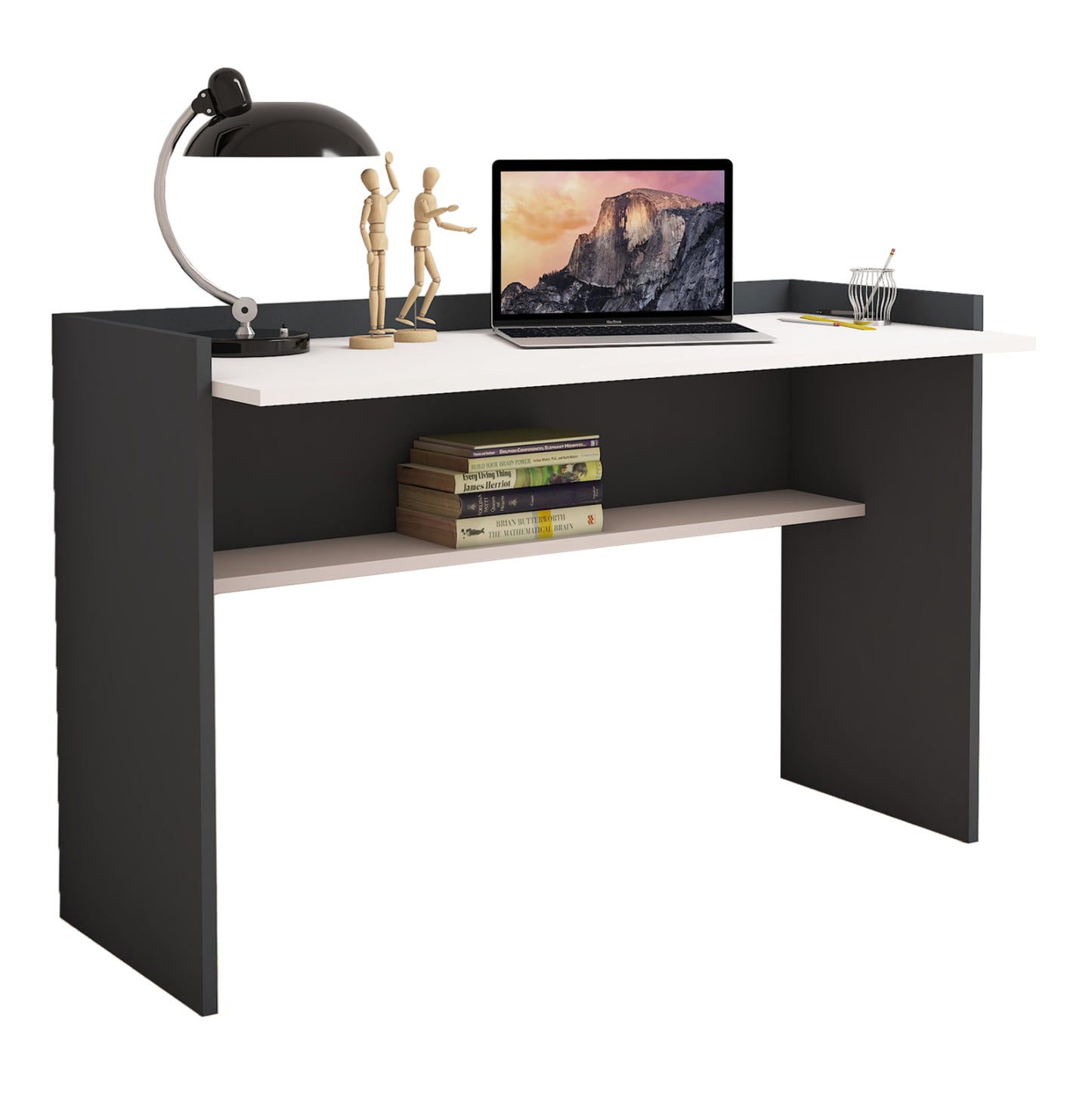 Desk Melamine Grey-white 118x58x80hcm.hm9227.13