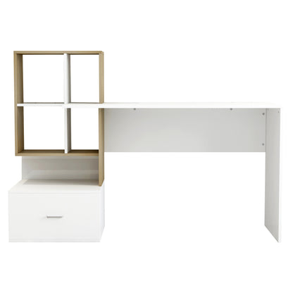 Melamine Office With Bookcase Syndya Hm8993.02 White Sonama 149x48x105y Cm.