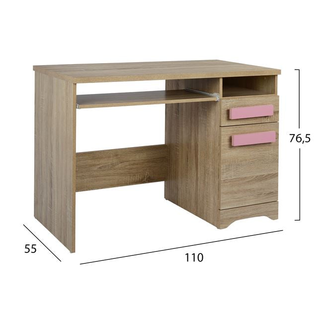 Desk Playroom Sonama-pink Handles Hm11154.02 110x55x76.5