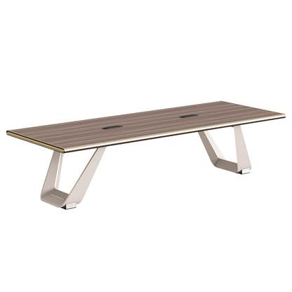 Conference Table Superon Hm2144 Melamine In Natural Wood Color--metal Legs In Beige 320x120x76h