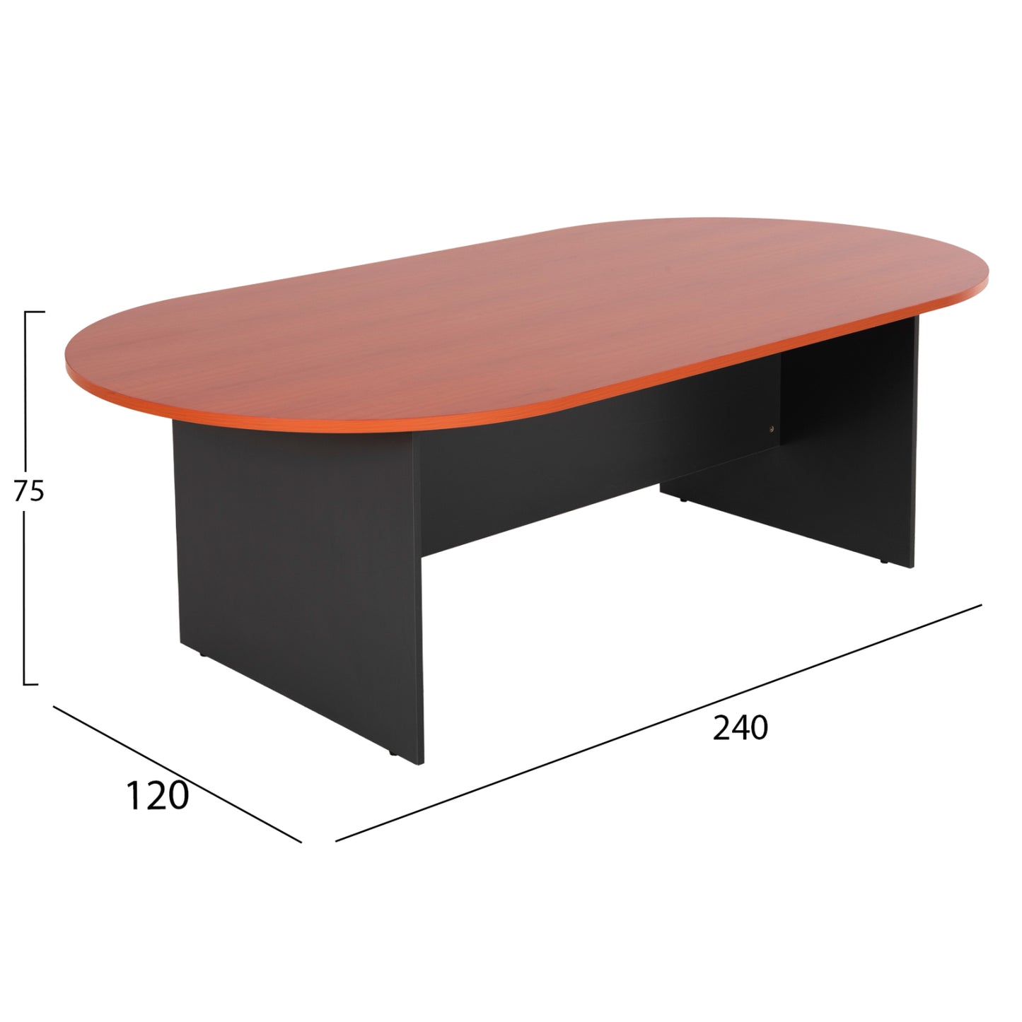 Conference Oval Desk Sienna Hm2134.03 Melamine In Anthracite-top In Cherry 240x120x75hcm.