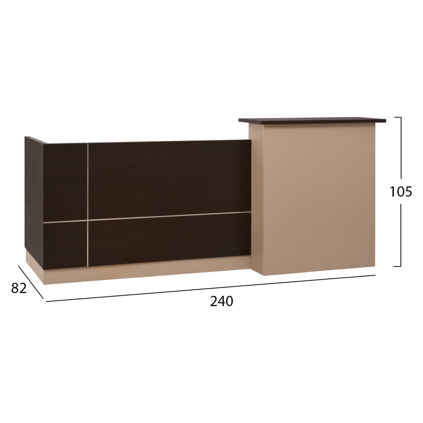 Reception Desk Dalton Hm2068.01 Melamine In Wenge-beige 240x80x106hcm.