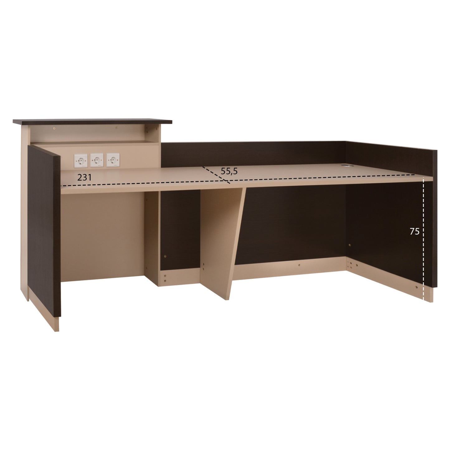 Reception Desk Dalton Hm2068.01 Melamine In Wenge-beige 240x80x106hcm.