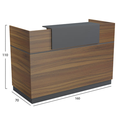 Reception Desk Barry Hm2153.03 Melamine In Walnut-grey 160x70x110hcm.