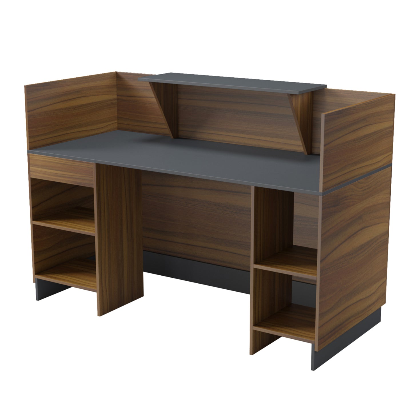 Reception Desk Barry Hm2153.03 Melamine In Walnut-grey 160x70x110hcm.
