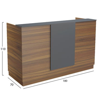 Reception Desk Kronic Hm2156.03 Melamine In Walnut/grey 180x70x110hcm.