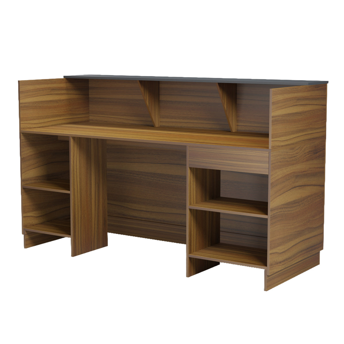 Reception Desk Kronic Hm2156.03 Melamine In Walnut/grey 180x70x110hcm.