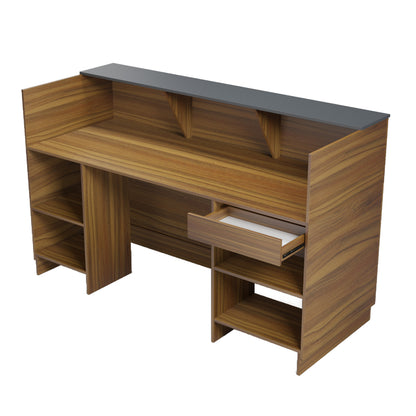 Reception Desk Kronic Hm2156.03 Melamine In Walnut/grey 180x70x110hcm.