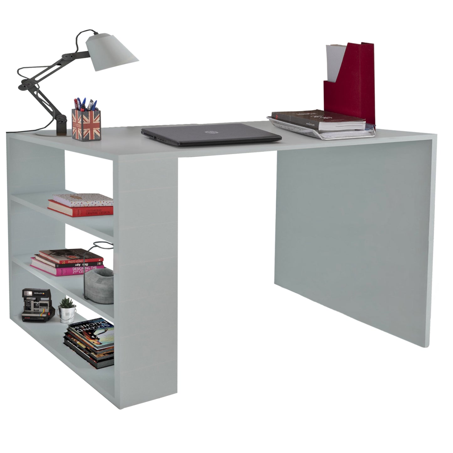 Desk Office Melamine In White Color Hm8884.01 90x50x70 Cm.