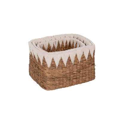 Baskets Set Of 3 Hm4296 Square- Banana Bark In Natural 40x30x25hcm.