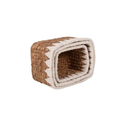 Baskets Set Of 3 Hm4296 Square- Banana Bark In Natural 40x30x25hcm.