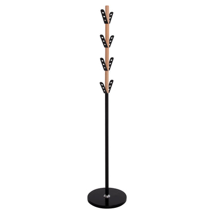 Coat Hanger Billy Hm18075.01 Beech Wood-black Metal-base With Wood Φ37.5x180hcm.