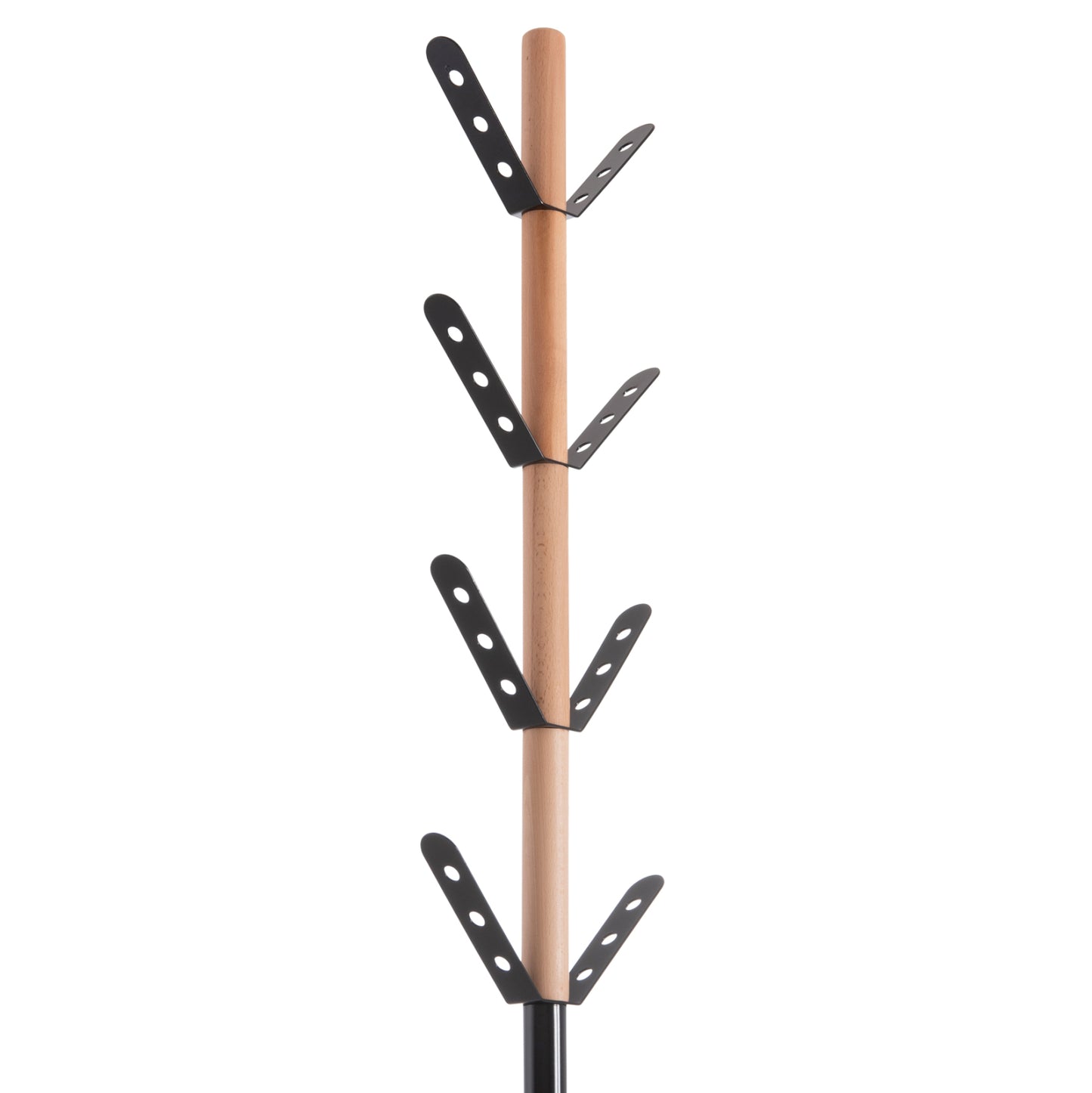 Coat Hanger Billy Hm18075.01 Beech Wood-black Metal-base With Wood Φ37.5x180hcm.