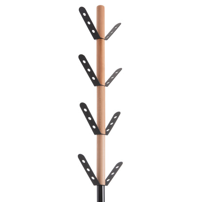 Coat Hanger Billy Hm18075.01 Beech Wood-black Metal-base With Wood Φ37.5x180hcm.