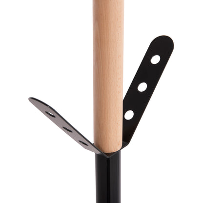 Coat Hanger Billy Hm18075.01 Beech Wood-black Metal-base With Wood Φ37.5x180hcm.
