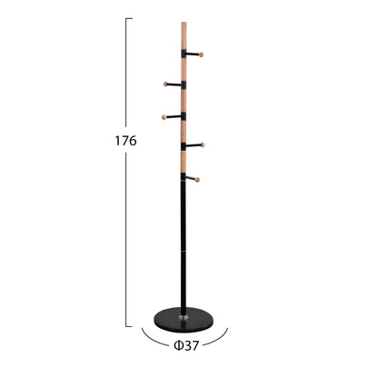 Coat Hanger Mercury ΗΜ8609.02 Beech Wood- Black Metal-black Marble Base Φ37x176Ηcm