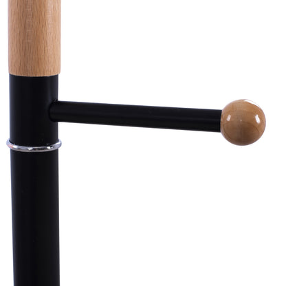 Coat Hanger Mercury ΗΜ8609.02 Beech Wood- Black Metal-black Marble Base Φ37x176Ηcm