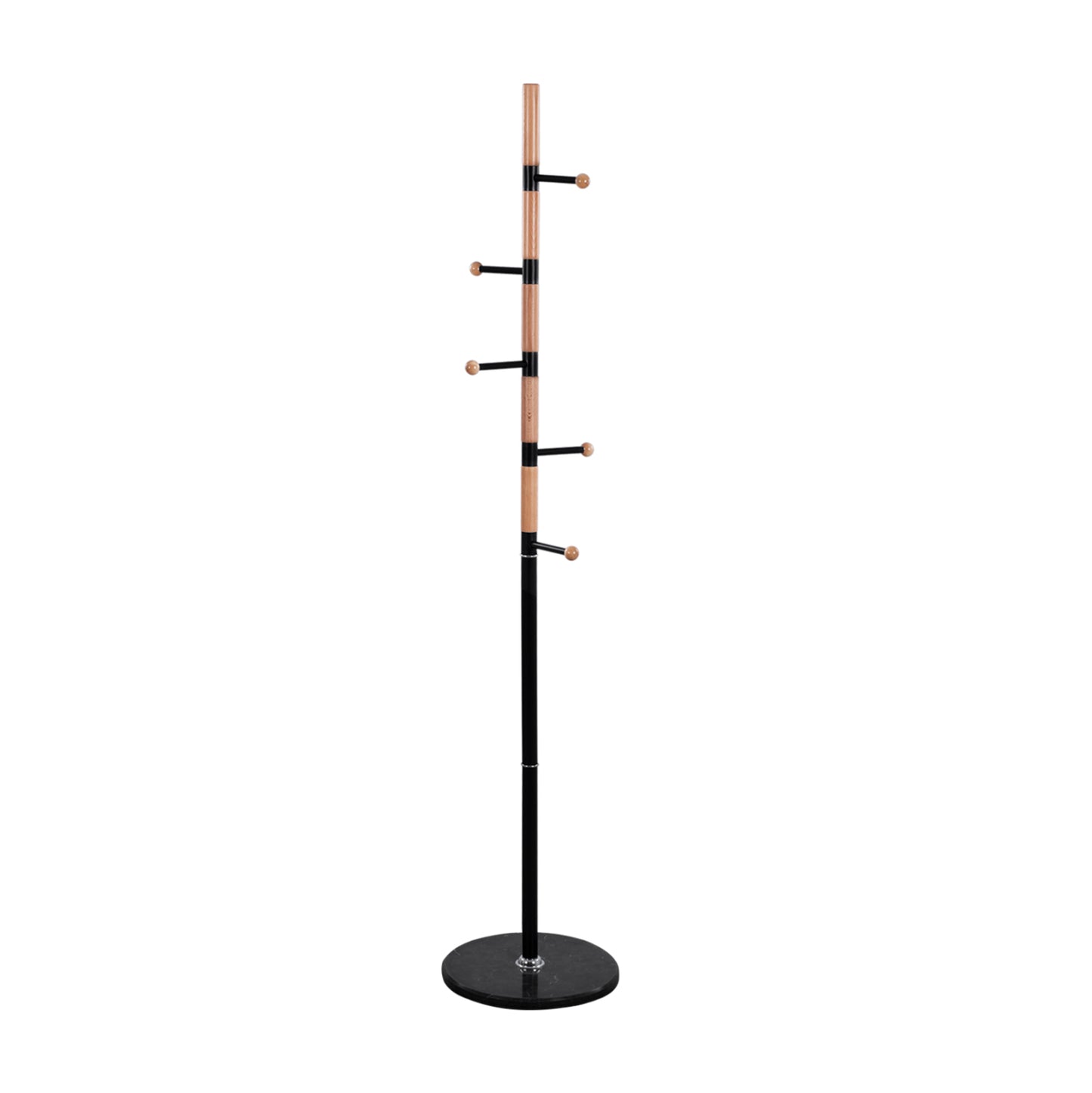Coat Hanger Mercury ΗΜ8609.02 Beech Wood- Black Metal-black Marble Base Φ37x176Ηcm