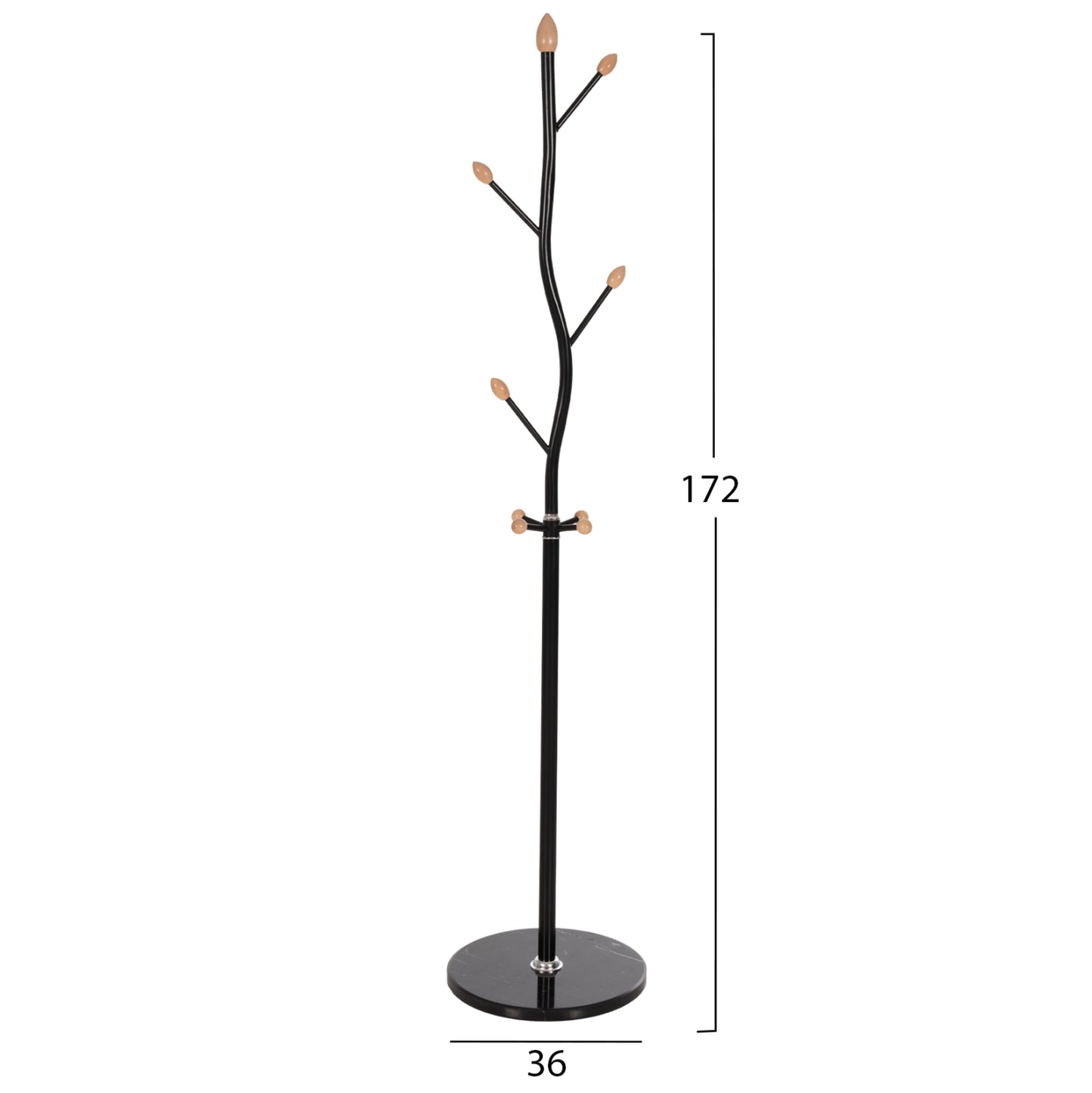 Floor Standing Hanger Hm9572.01 Metallic 8 Hanging Positions-black Φ36x172hcm.