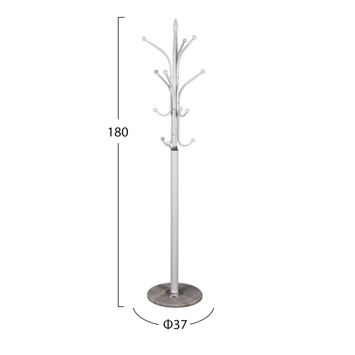 Floor Standing Hanger Hm9573.02 Metallic 13 Hanging Positions-white Φ37x180hcm.