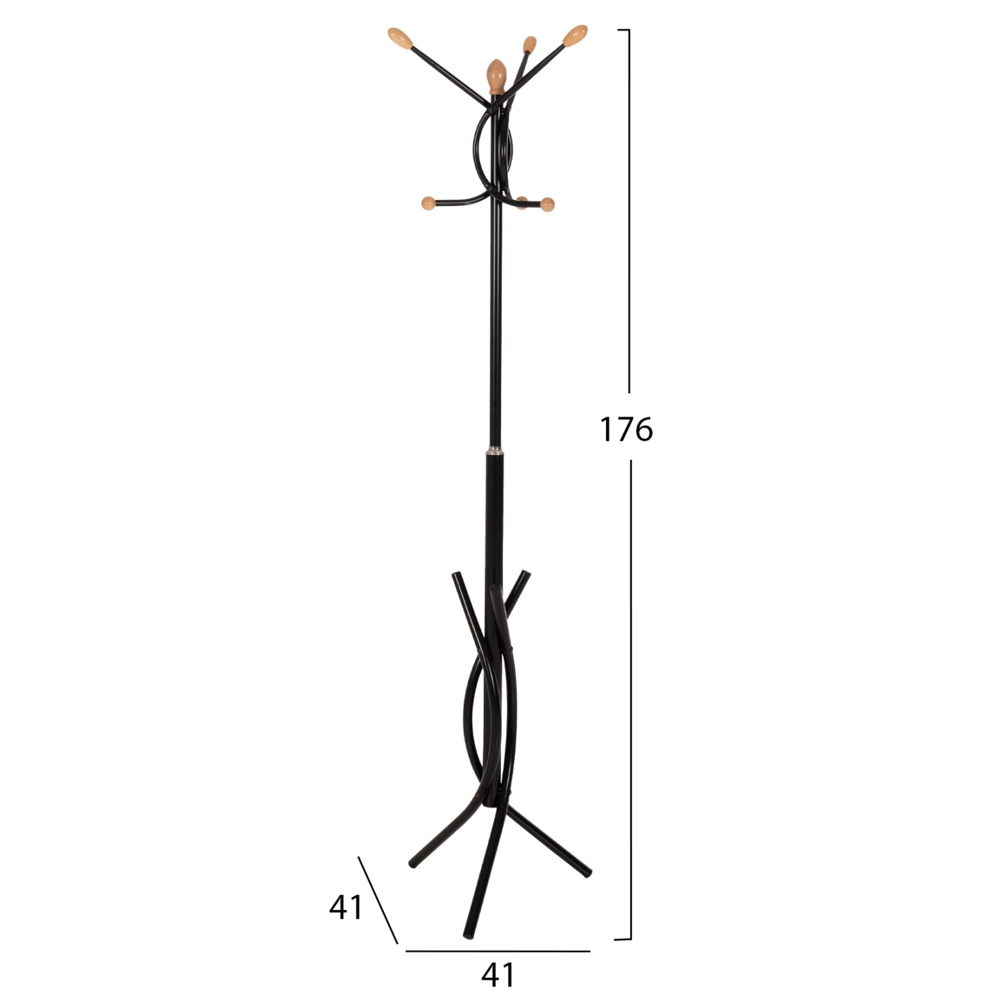 Floor Standing Hanger Hm9575.01 Metallic In Black Color-7 Hanging Positions 41x41x176hcm.
