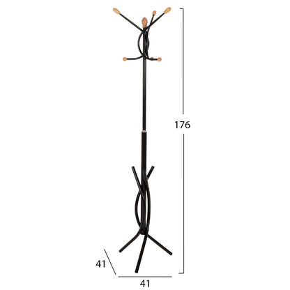 Floor Standing Hanger Hm9575.01 Metallic In Black Color-7 Hanging Positions 41x41x176hcm.