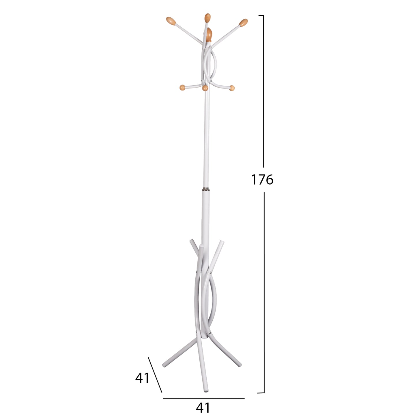 Floor Standing Hanger Hm9575.02 Metallic In White Color-7 Hanging Positions 41x41x176hcm.