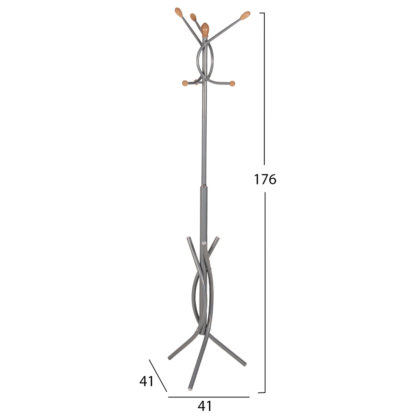 Floor Standing Hanger Hm9575.40 Metallic In Silver Color-7 Hanging Positions 41x41x176hcm.
