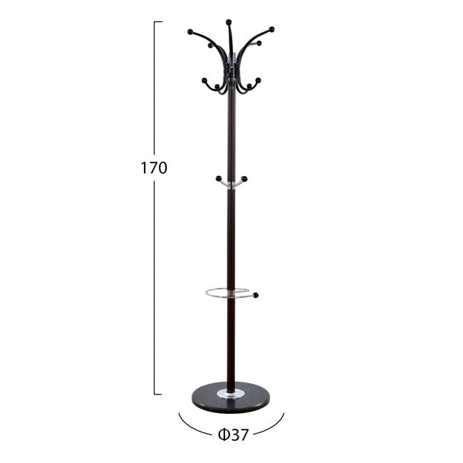 Hat/coat Stand Metallic Shia Hm0038.05 Rotating Walnut With Black Marble Base Φ37x170Η Cm