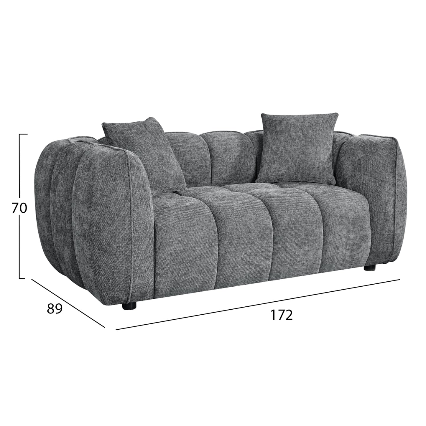 Sofa 2-seater Lykke Hm3324.01 Grey Fabric 172x89x70hcm.