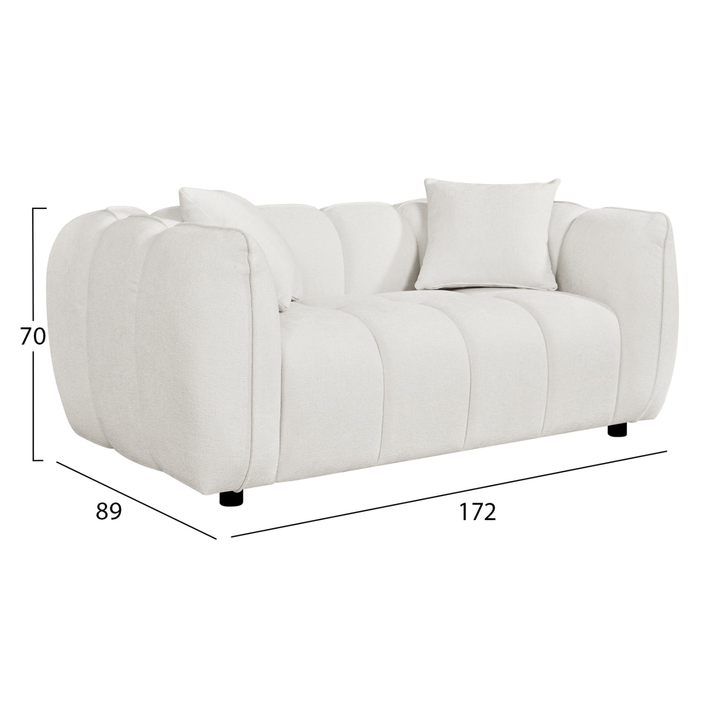 Sofa 2-seater Lykke Hm3324.02 Ecru Fabric 172x89x70hcm.