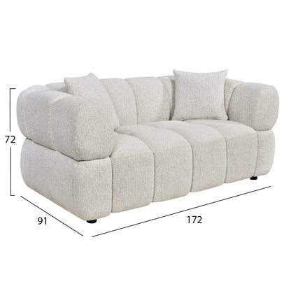 Sofa 2-seater Norika Hm3332.02 Ecru Fabric 172x91x72hcm.