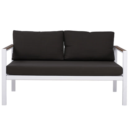 Outdoor 2-seater Sofa Safiya Hm5523.01 Aluminum In White-anthracite Cushions 144x70x85hcm.