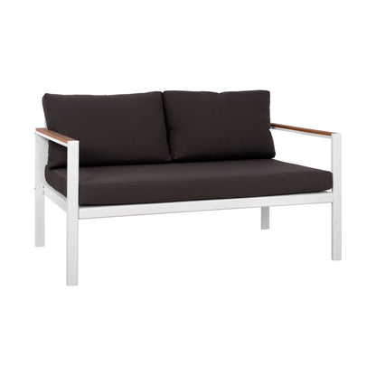 Outdoor 2-seater Sofa Safiya Hm5523.01 Aluminum In White-anthracite Cushions 144x70x85hcm.