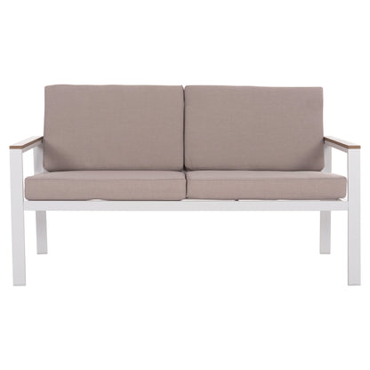 Outdoor 2-seater Sofa Safin Hm6279.01 Aluminum In White-beige Cushions 140x70x77hcm.