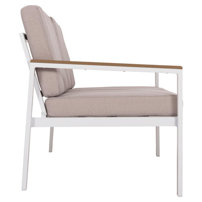 Outdoor 2-seater Sofa Safin Hm6279.01 Aluminum In White-beige Cushions 140x70x77hcm.