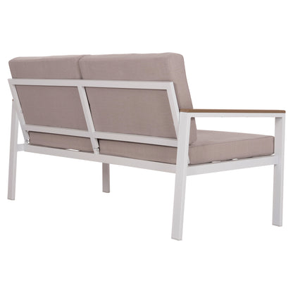 Outdoor 2-seater Sofa Safin Hm6279.01 Aluminum In White-beige Cushions 140x70x77hcm.