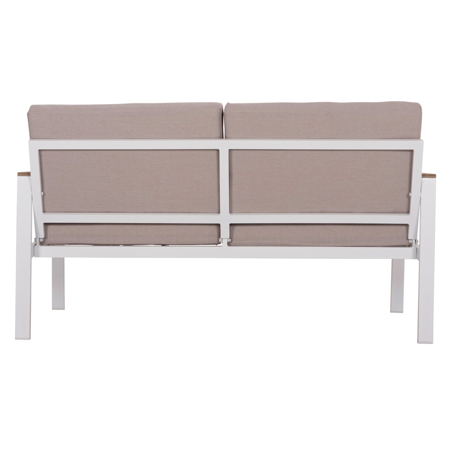 Outdoor 2-seater Sofa Safin Hm6279.01 Aluminum In White-beige Cushions 140x70x77hcm.