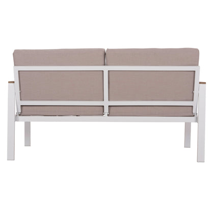 Outdoor 2-seater Sofa Safin Hm6279.01 Aluminum In White-beige Cushions 140x70x77hcm.