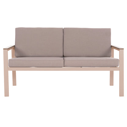 Outdoor 2-seater Sofa Safin Hm6279.04 Aluminum & Cushions In Cappuccino 140x70x77hcm.